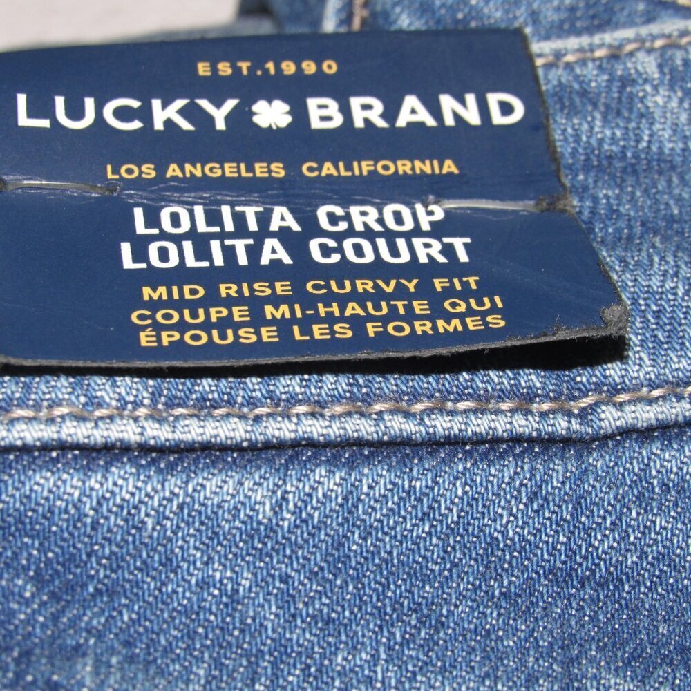NWT LUCKY BRAND Lolita Crop Mid Rise Curvy Fit Raw Hem Jeans Size 4/27 - Picture 8 of 10